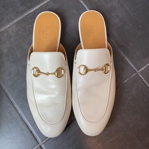 Gucci Princetown white leather mule